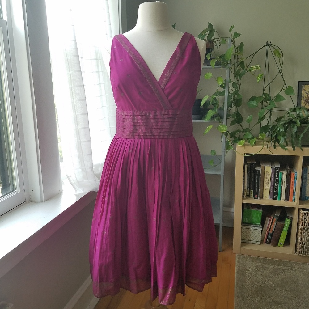 Target Isaac Mizrahi Magenta Dress w Gold Detail